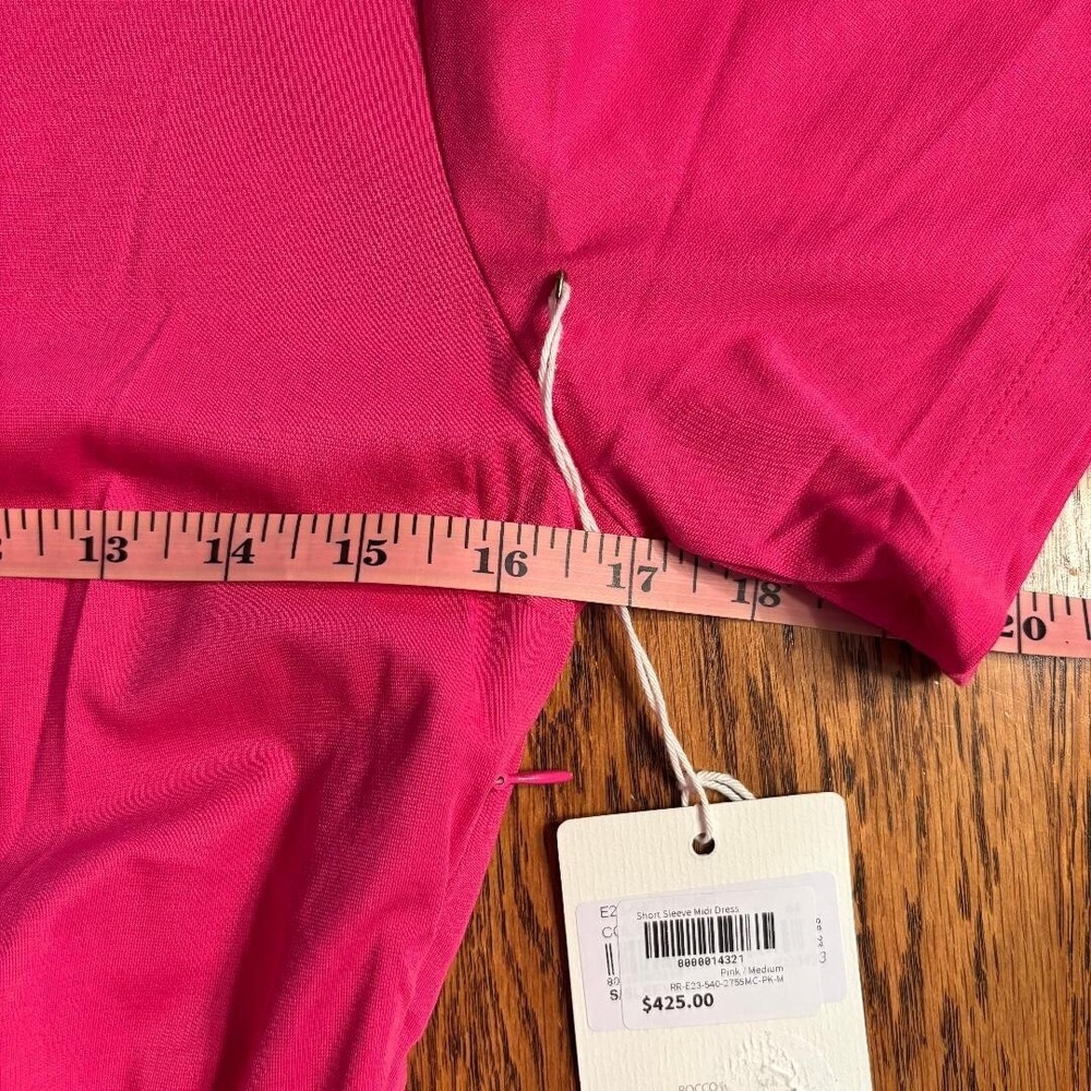 Rocco Ragni Pink Short Sleeve Midi Dress MSRP $425.00 Size Med Made in‎ Italy - Picture 9 of 14